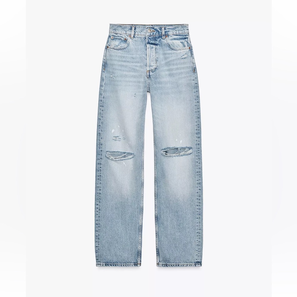 ZW COLLECTION HIGH-WAISTED SLIM RIPPED JEANS